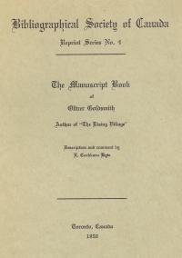 The Manuscript Book of Oliver Goldsmith